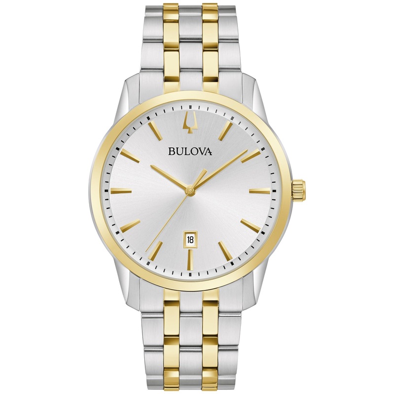 Bulova Men’s Classic Sutton 3-Hand Calendar Date Quartz Watch, 40mm Stainless/Blue Dial