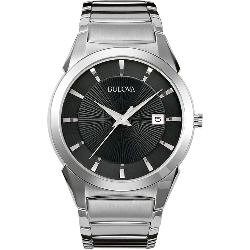 Bulova Men’s 3-Hand Calendar Date Quartz Watch, Patterned Dial, 38mm, Style: 96B149