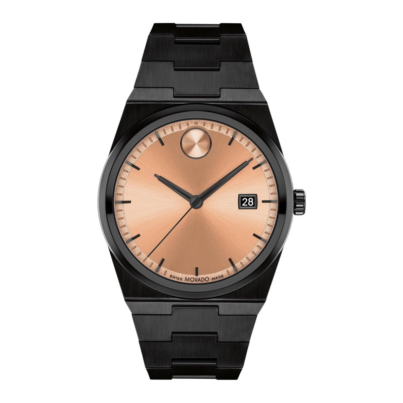 Movado Bold Quest Men’s Sport Watch – Swiss Quartz, Stainless Steel Link Bracelet – 5 ATM Water Resistance – Luxury Fashion Timepiece for Him – 40mm Black