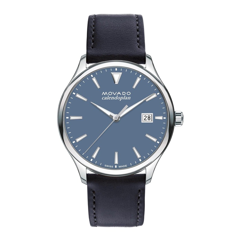 Movado Heritage Series Calendoplan Men’s Watch – Swiss Quartz 3H Movement, Leather Strap – 3 ATM Water Resistance – Classic, Luxury Fashion Timepiece for Him – 40mm Light Blue