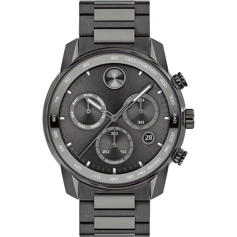 Movado Men’s Bold Verso Swiss Quartz Watch with Stainless Steel Strap, Grey, 21.95 (Model: 3600867)