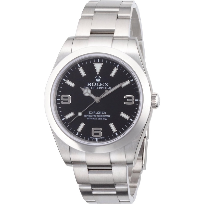 Rolex Explorer Black Dial Stainless Steel Rolex Oyster Automatic Mens Watch 214270