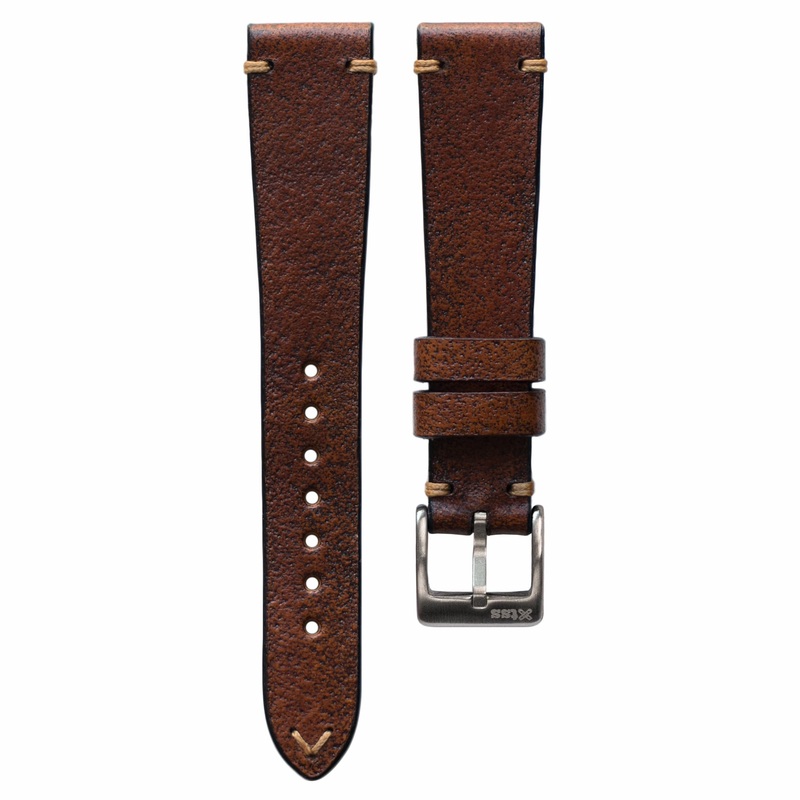 Two-Stitch Vintage Cognac Leather Watch Strap