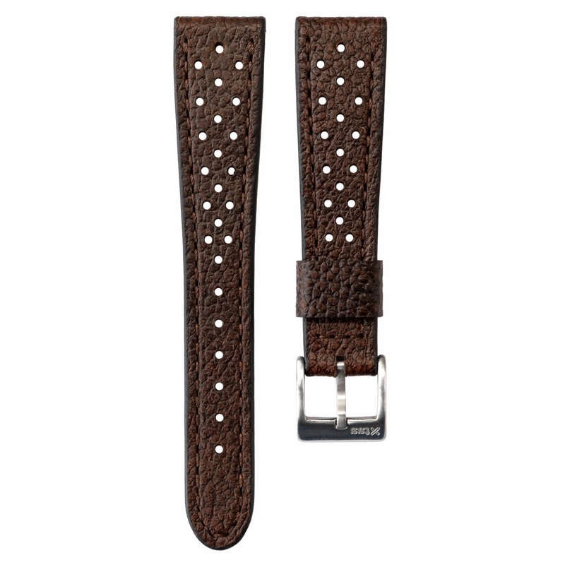 Corfam Style Racing Chocolate Brown Leather Watch Strap