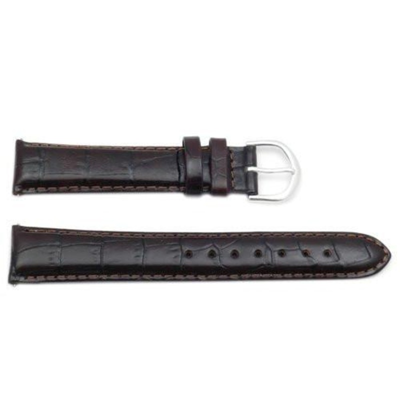 FITS Timex Dark Brown Crocodile Grain 18mm Watch Band Dark Brown