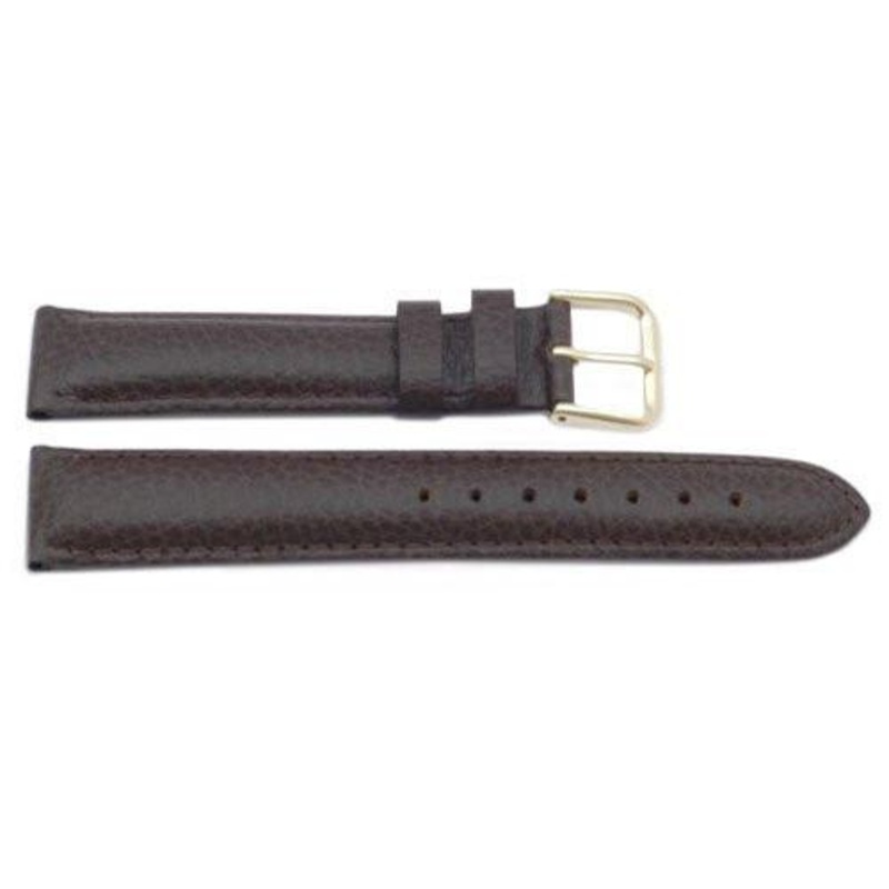 Genuine Textured Leather Dark Brown Long Watch Strap Dark Brown