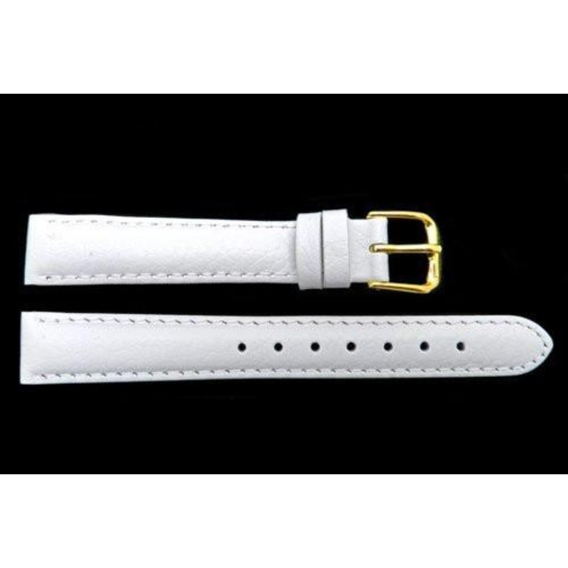 Genuine Textured Leather Grain White Watch Strap White