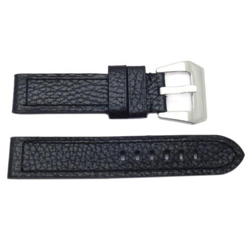 Genuine Textured Leather Heavy Padding Panerai Watch Strap Black