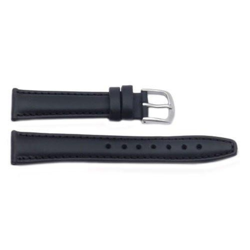 Hadley Roma Light Padded Black Oil-Tan Leather Watch Strap Black