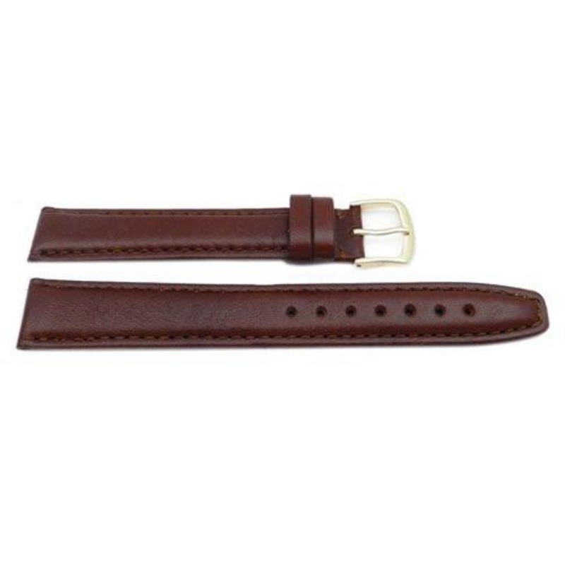 Hadley Roma Men’s Genuine Leather 18mm Long Brown Watch Band Brown