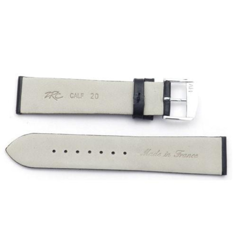 ZRC Smooth Soft Black Calfskin Leather Anti-Allergic Watch Band Black