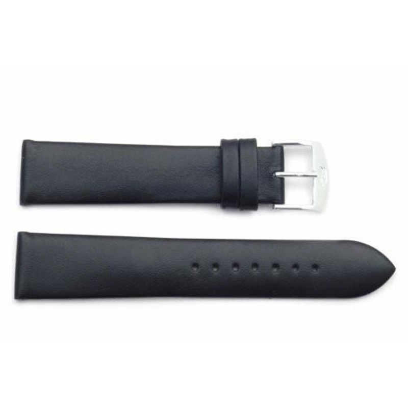 ZRC Smooth Soft Black Calfskin Leather Anti-Allergic Watch Band Black