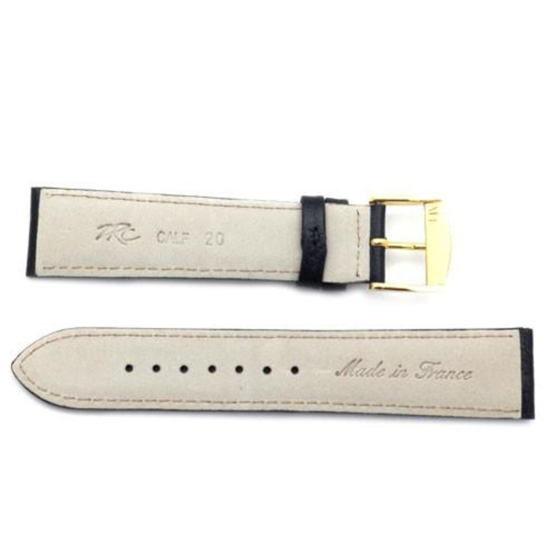 ZRC Textured Soft Calfskin Leather Anti-Allergic Watch Band Black