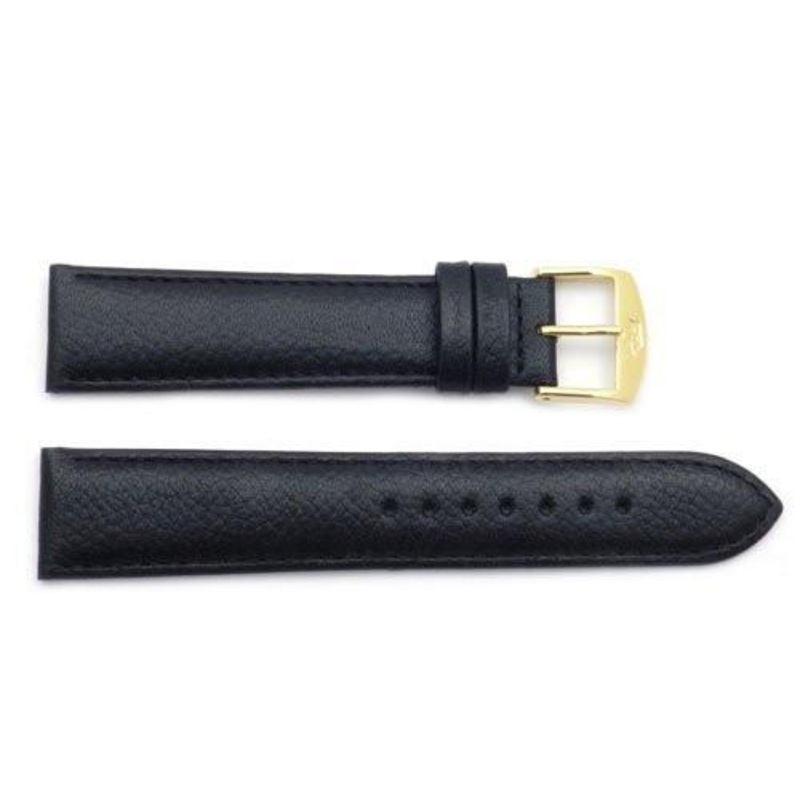 ZRC Textured Soft Calfskin Leather Anti-Allergic Watch Band Black