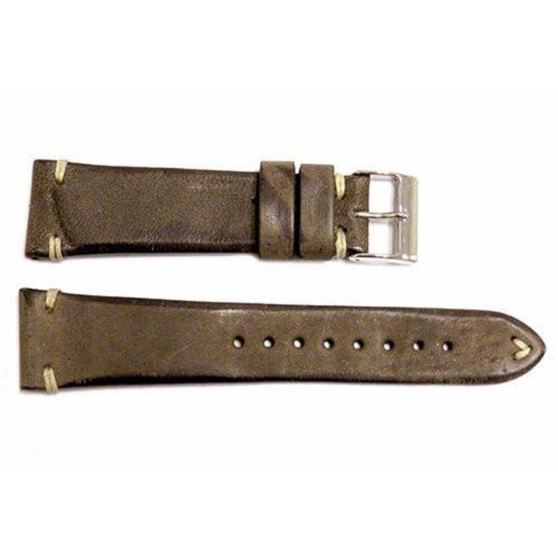 Vintage Handmade Stitched Aged Brown Leather Watch Band Brown