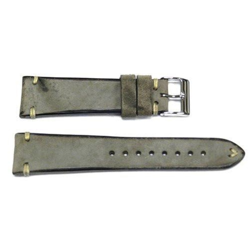 Vintage Handmade Stitched Charcoal Leather Watch Band Charcoal