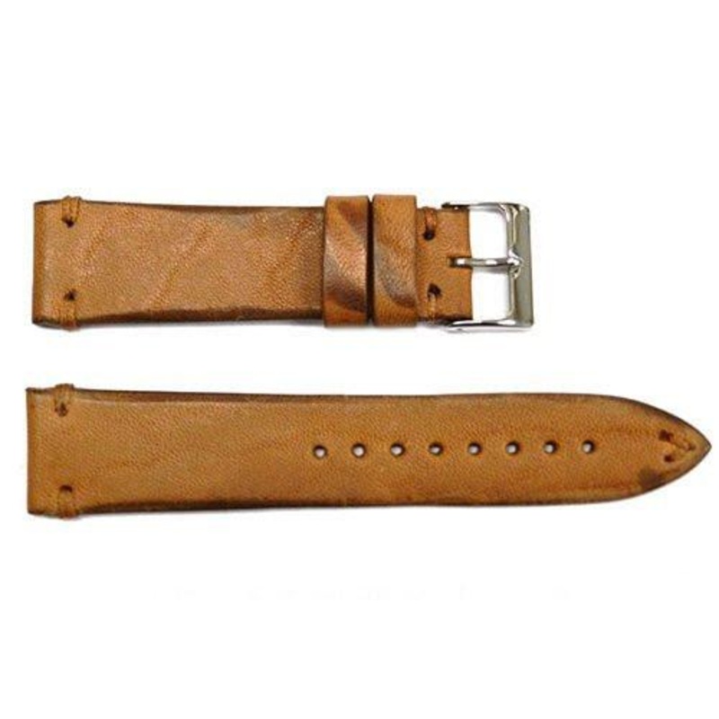 Vintage Handmade Stitched Light Brown Leather Watch Band Light Brown