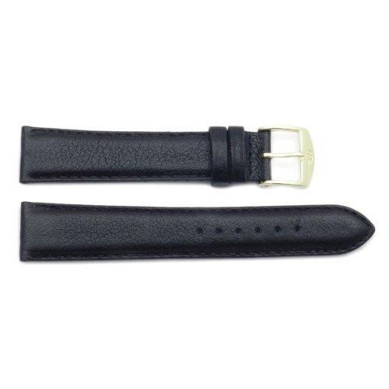 ZRC Genuine Buffalo Leather Waterproof Anti-Allergic Watch Band Black