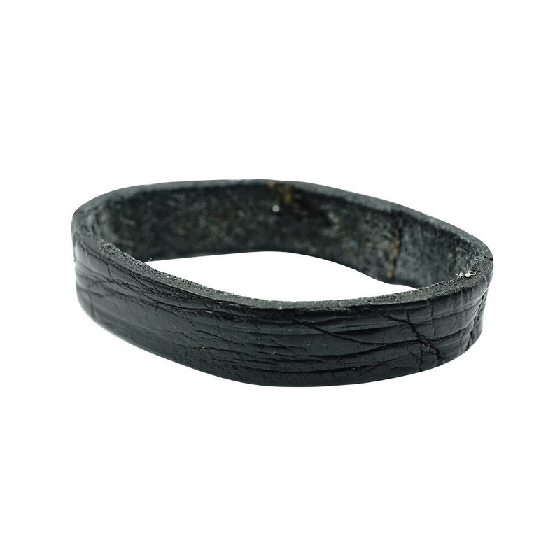 22mm Black Genuine Alligator Strap Keeper Loop
