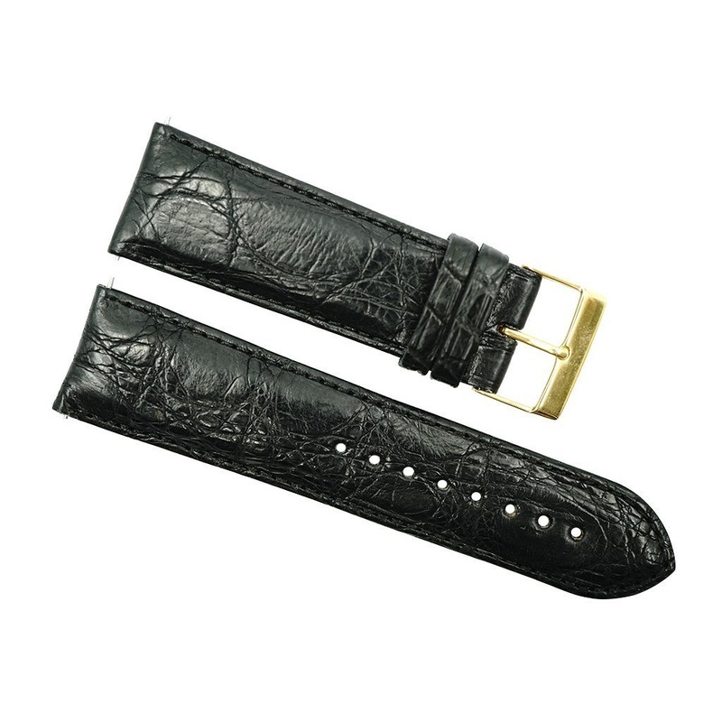 24mm Black Genuine Crocodile Watch Strap