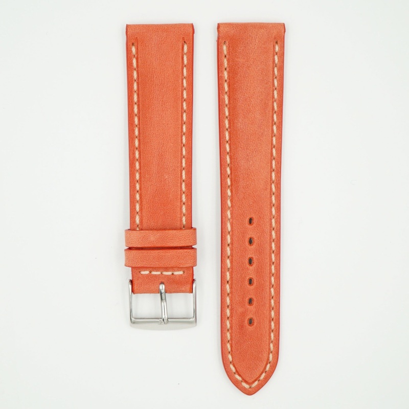 Vintage Salmon Padded Leather With Ecru Stitch