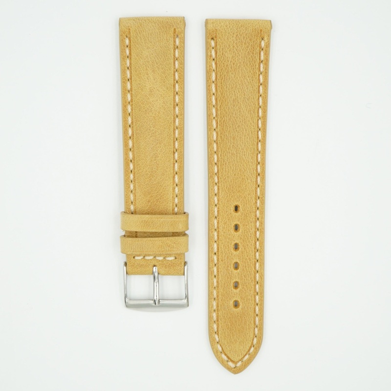 Vintage Sand Padded Leather With Ecru Stitch