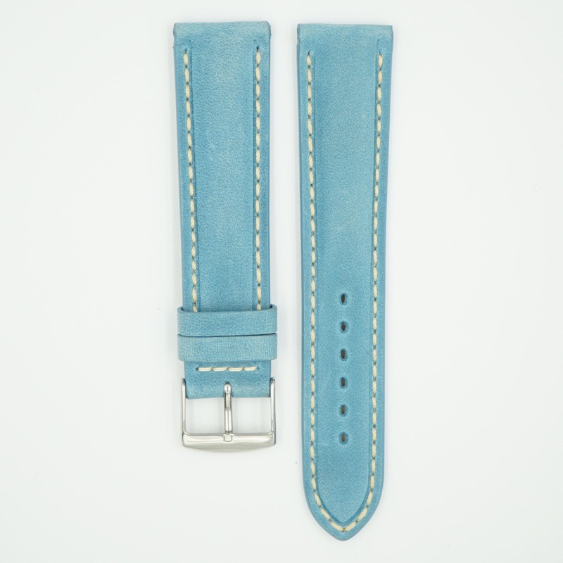 Vintage Turquoise Padded Leather With Ecru Stitch
