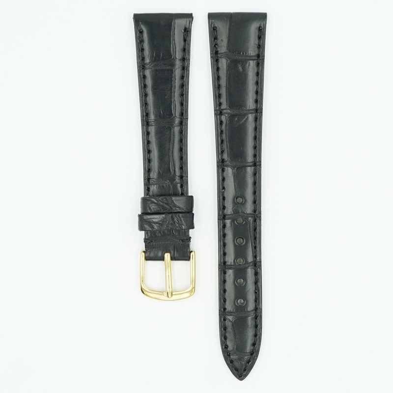 Vintage Matte Black Alligator Watch Strap