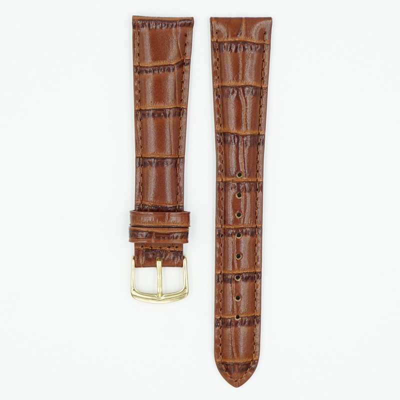 Alligator Grain Chestnut Long Leather Watch Band