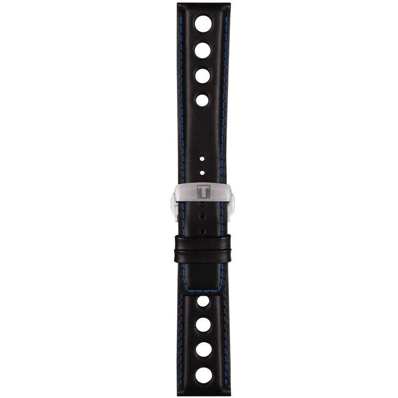 TISSOT ALPINE 22MM BLACK LEATHER STRAP Black