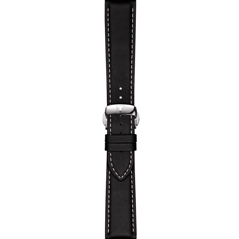 TISSOT GENTLEMAN POWERMATIC 80 SILICIUM 21MM BLACK LEATHER BAND Black