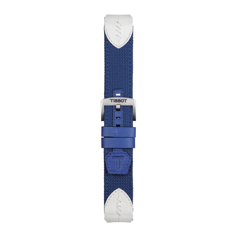 Tissot Strap T600039989 T-Touch Solar White Leather / Blue Textile Strap 22mm Blue