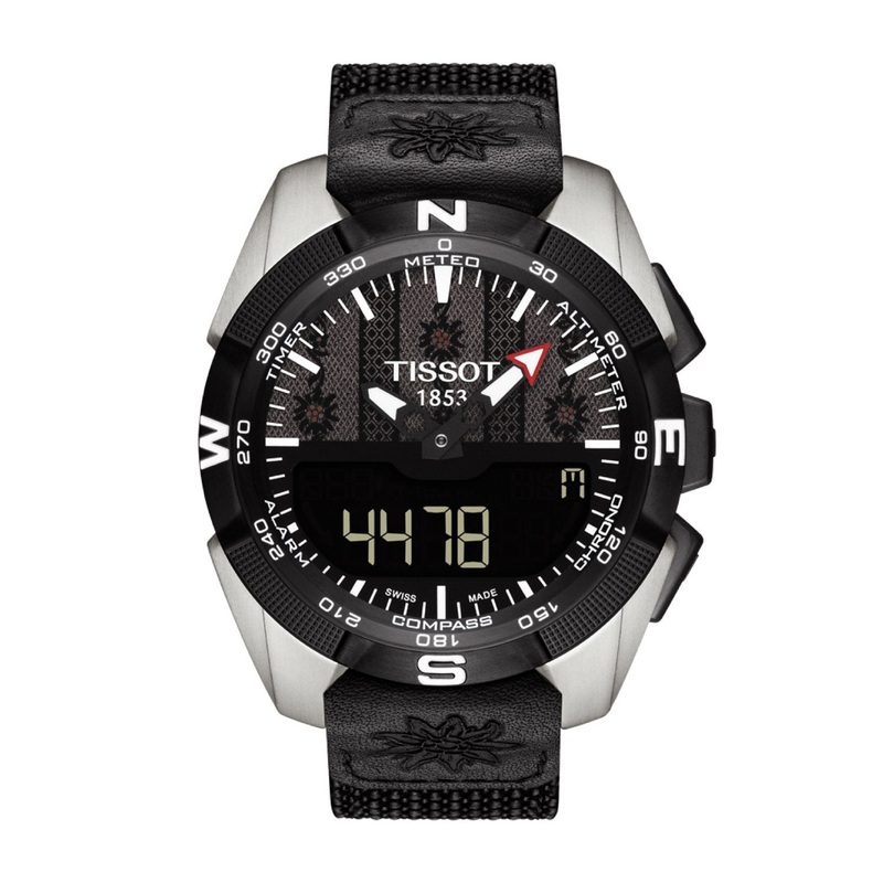 Tissot 22mm T-Touch Solar Black Textile Over Leather Strap Black