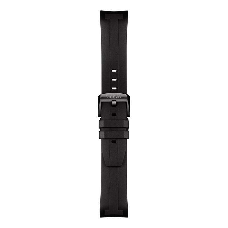 Tissot 22mm Seastar Black Silicone Rubber Strap Black
