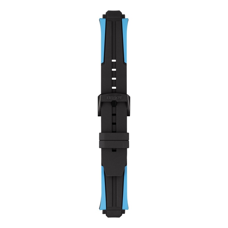 Tissot Strap 22mm T-Race Cycling Black & Blue Silicone Rubber Strap Black