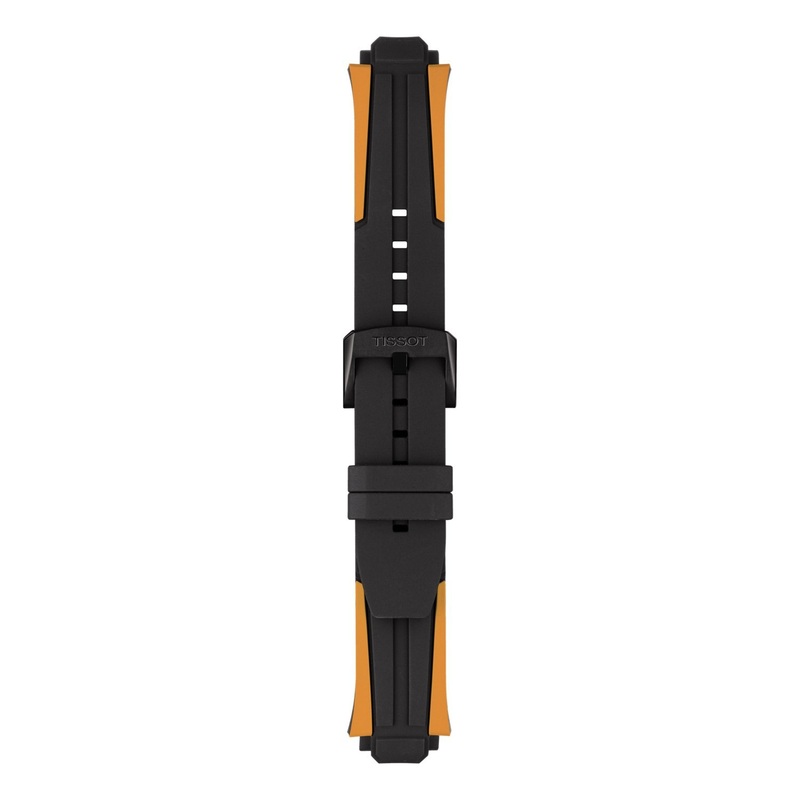 Tissot Strap 22mm T-Race Cycling Black & Orange Silicone Rubber Strap Black