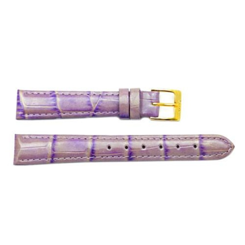 Alligator Grain Genuine Leather Glossy Watch Band Brown