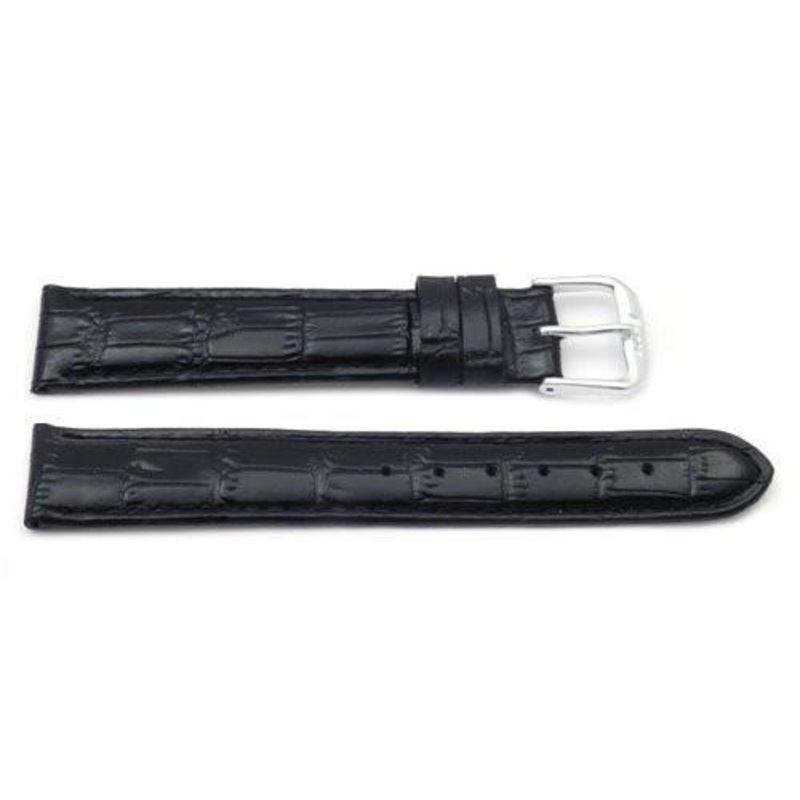 Alligator Grain Genuine Leather Watch Strap Black