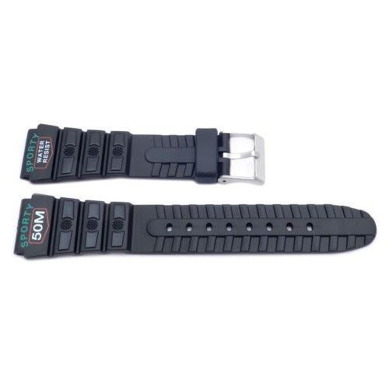 Black Casio Style Sporty 20mm Watch Band P3067 Black