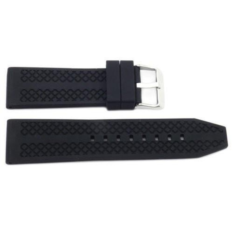 Black Diamond Textured Rubber B-RB118 24mm Watch Strap Black