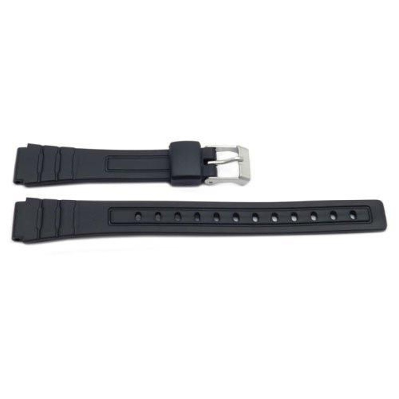 Black Resin Casio Style 12mm Watch Band Black