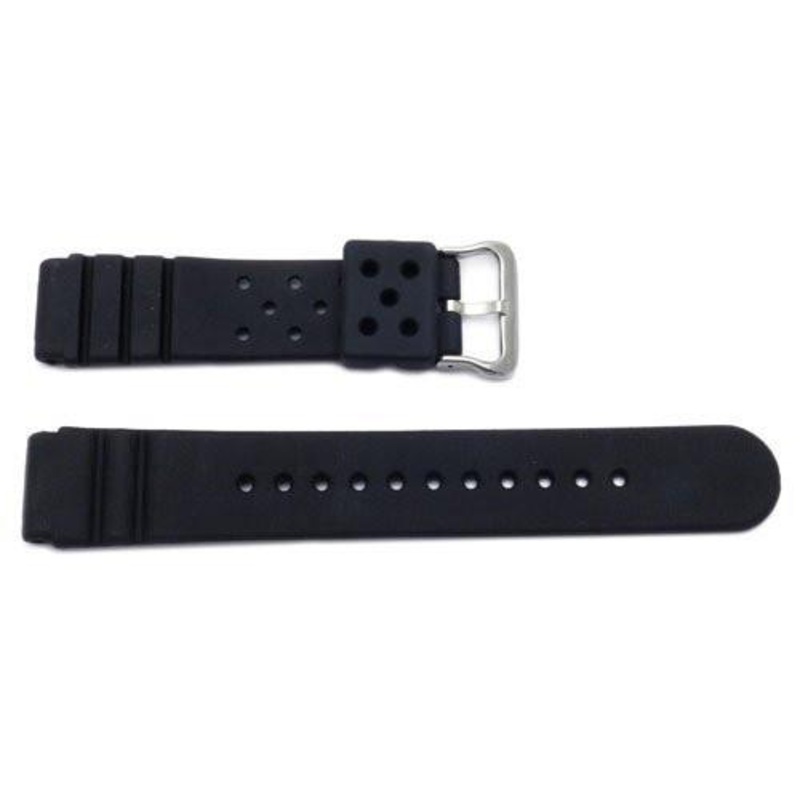 Black P142 Rubber 20mm-22mm Watch Strap Band Black