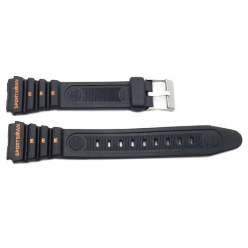 Black Resin Sports Style 22/20mm B-CLESPO Watch Band Black