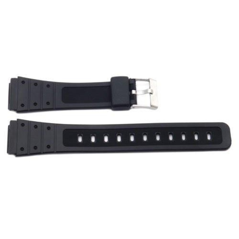 Black Rubber B-Y049 19mm Watch Strap Black
