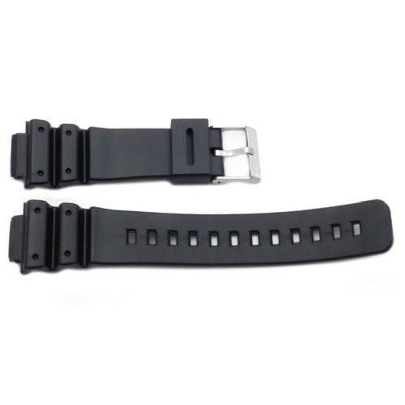 Black Rubber Casio Style 16mm Watch Band Black