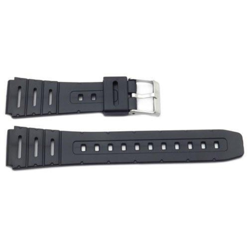 Black Rubber Casio Style 20mm Watch Band Black