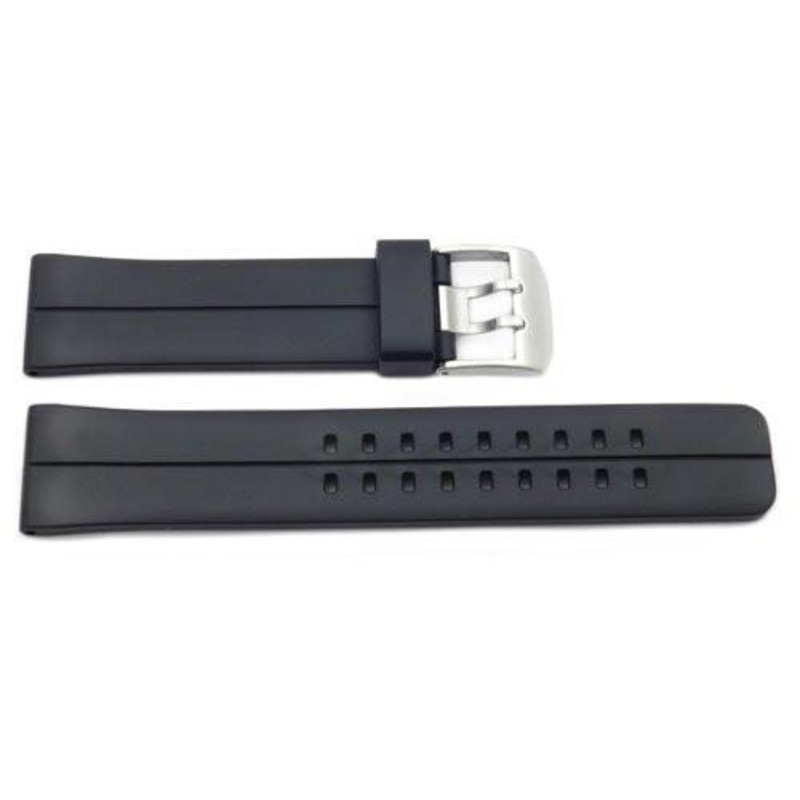 Black Rubber Casio Style Dual Prong Watch Strap Black