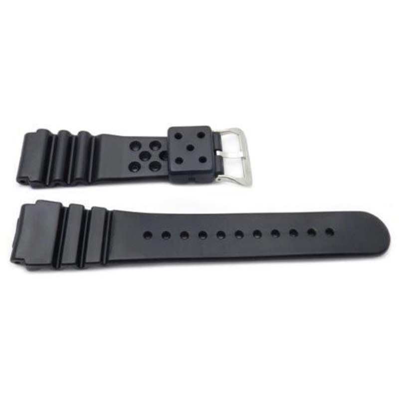 Black Diver Style Smooth Plastic Watch Band Black