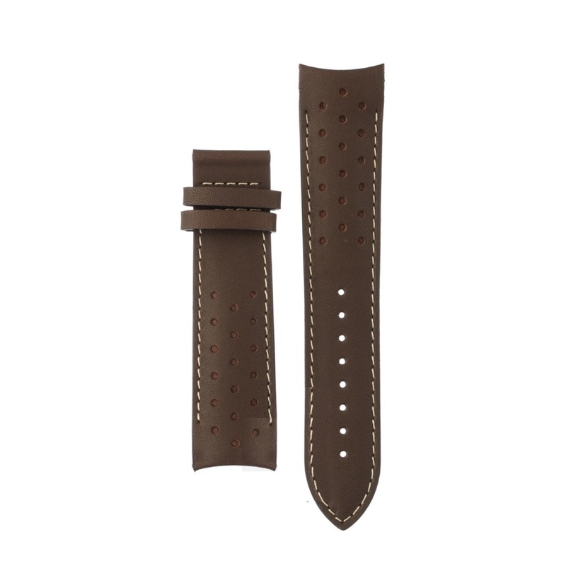 Tissot22mm V8 Brown Leather Strap without Buckle Brown