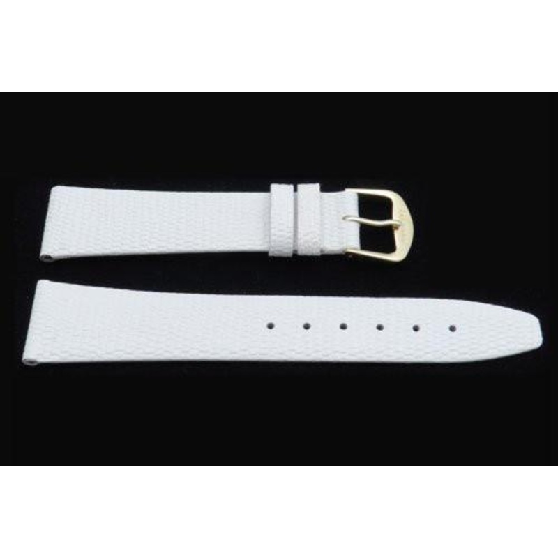 White Genuine Leather Lizard Grain Watch Band White